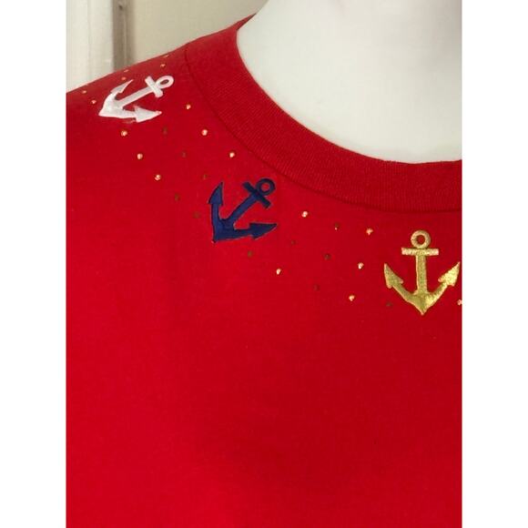 pinocchio vintage nautical embroided anchors womens plus size 3x - Picture 3 of 5
